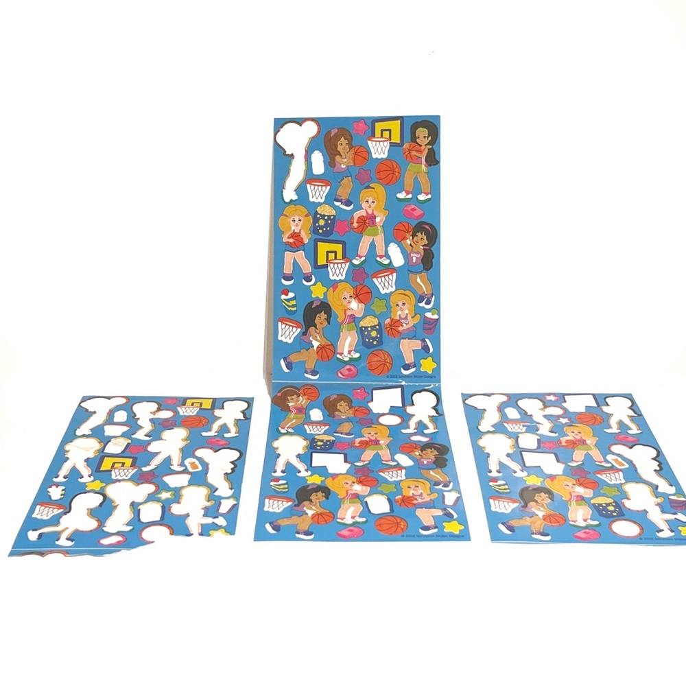 Vintage Sandylion Girls Basketball Stickers Net Stars Blue Pink Purple Sports